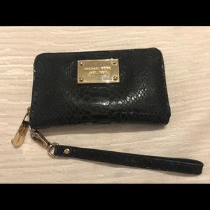 MK leather wristlet wallet
